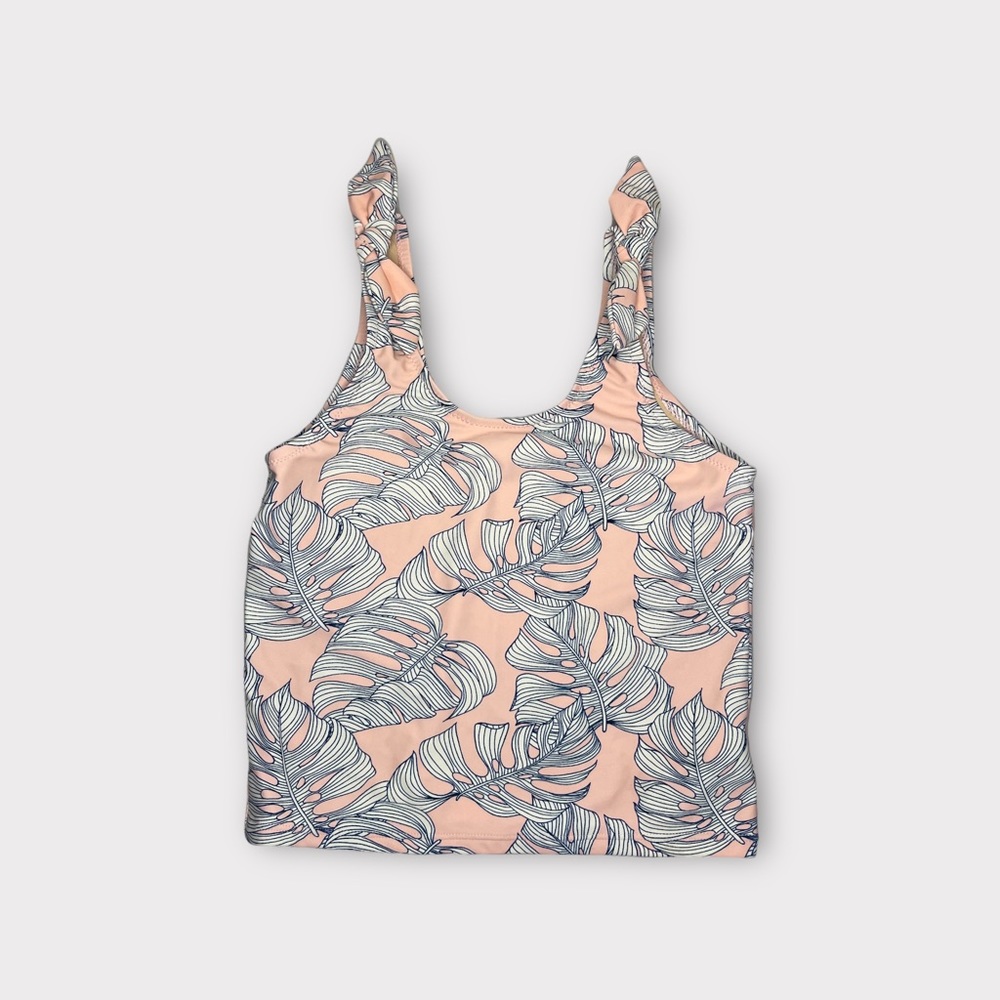 Shade Critters Monstera Leaves Pink Swim Tank Top